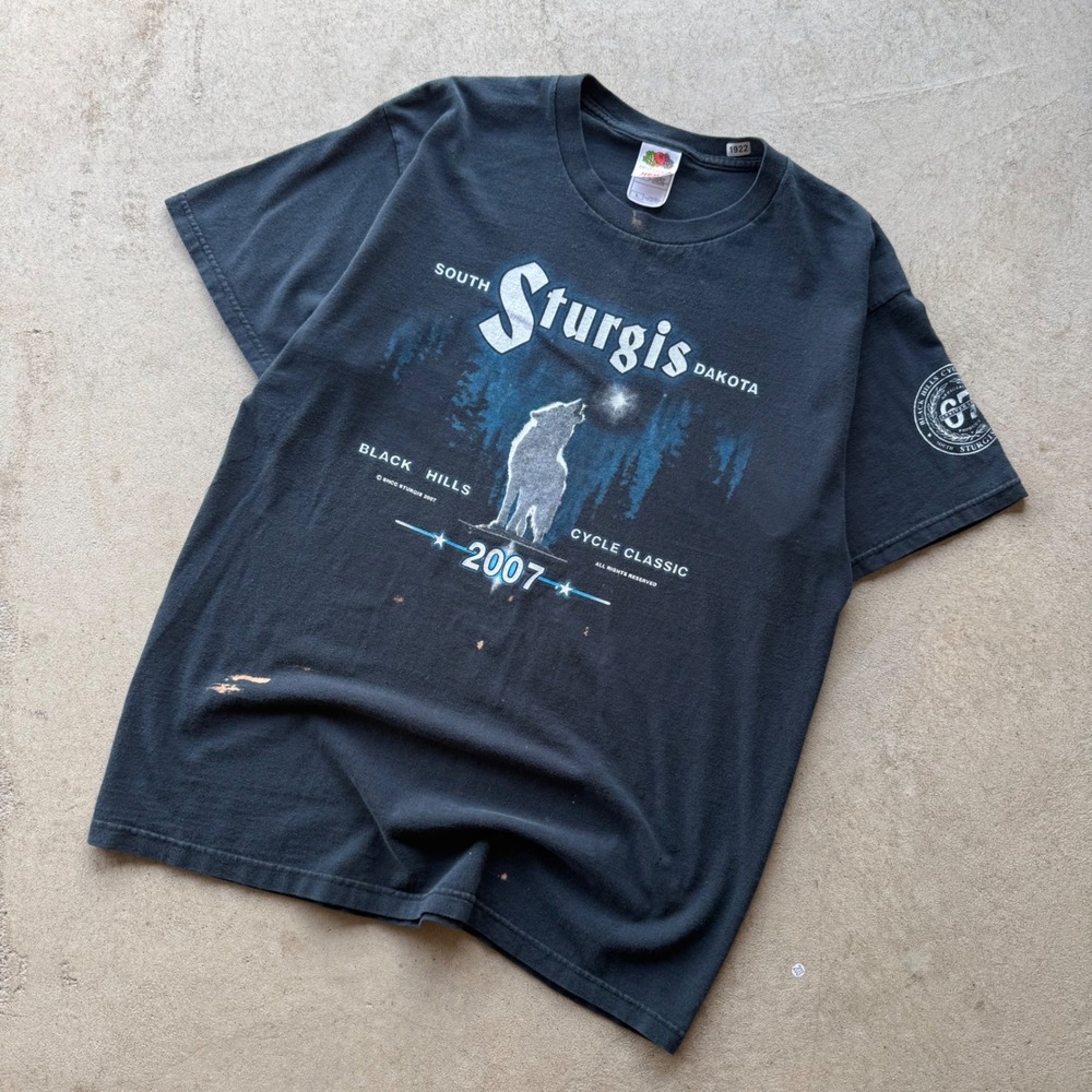 2000s Mens Fruit of the Loom Sturgis 2007 Black Hills Cycle Classic Shirt Large